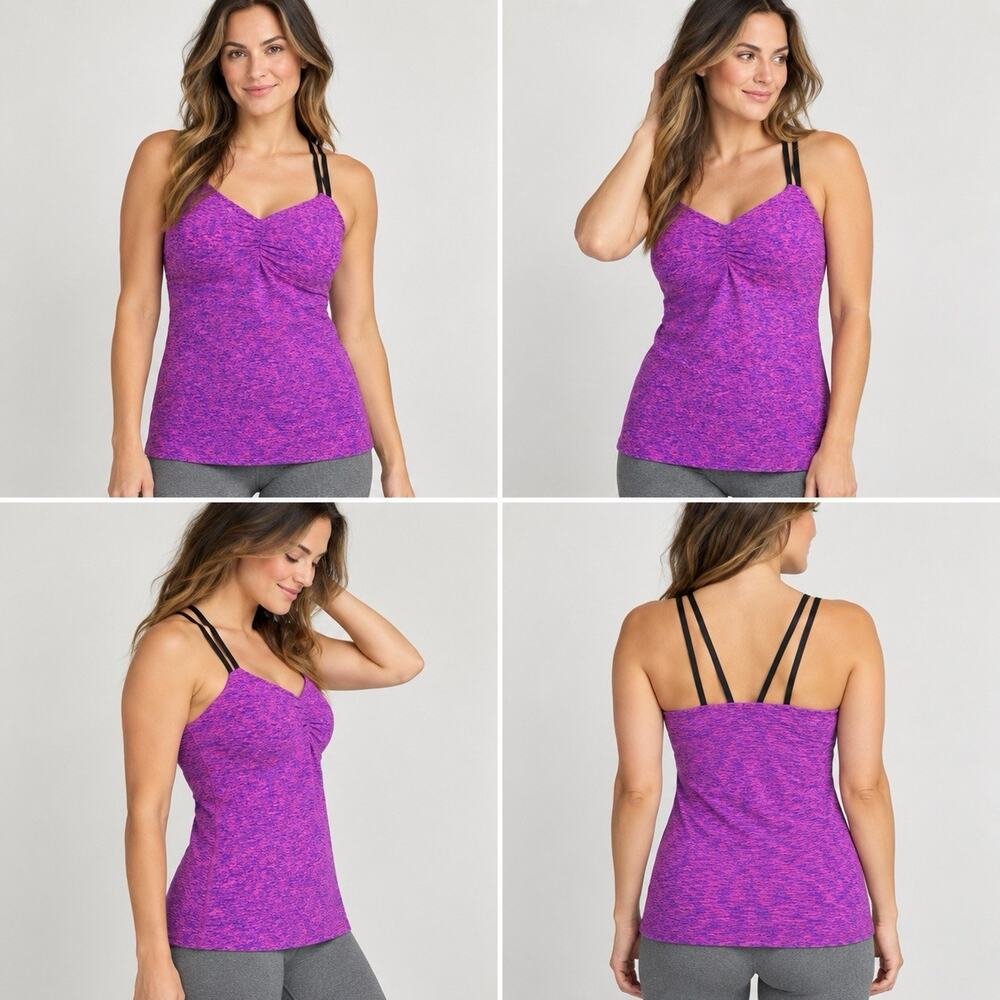 Beyond Yoga Tank Top Womens Medium Pink Purple Space Dye Strappy USA Made
